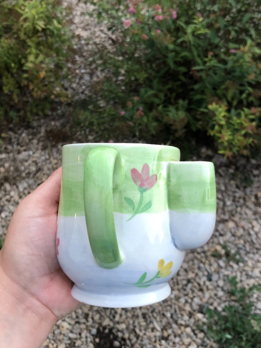 Vintage Floral Coffee Mug Hand Painted Ceramic Tea Bag Holder Cup Cottagecore